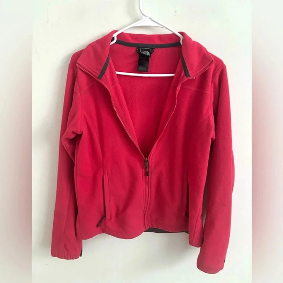 The North Face petite full zip collared long sleeve dark fuschia jacket sweater - Picture 1 of 4